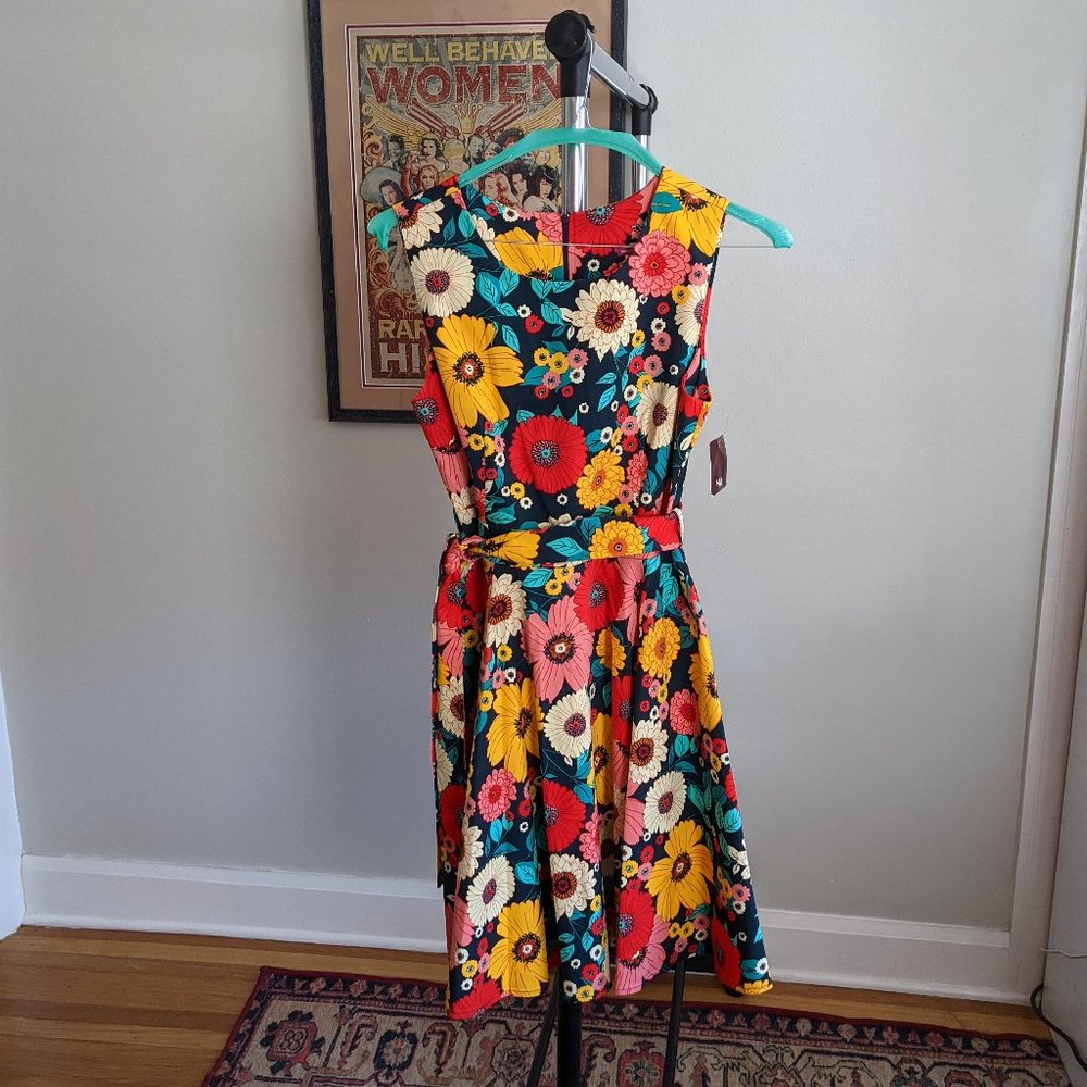Hour by Flower A Line Dress in Retro Bloom